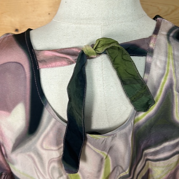 Tutu & Lilli silky tie dyed ruffle top blouse tunic boho hippie festival LG XL - Picture 7 of 12